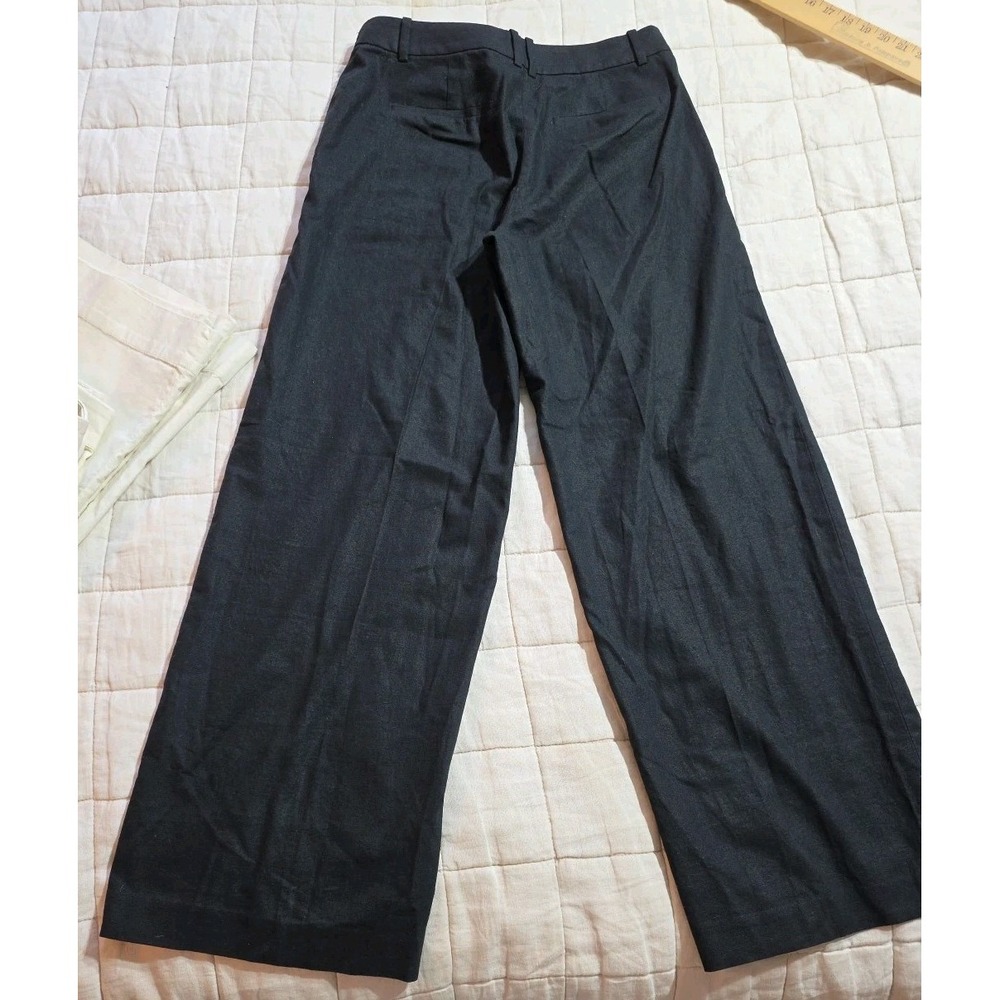 J Crew Womens Linen Blend Dress Pants 6 Black Wide‎ Leg Pockets Flat Front NWT - Picture 2 of 9